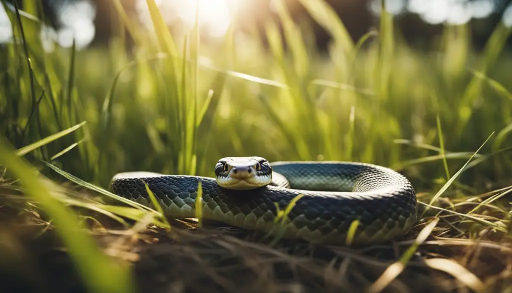 snake close-up in tall grass