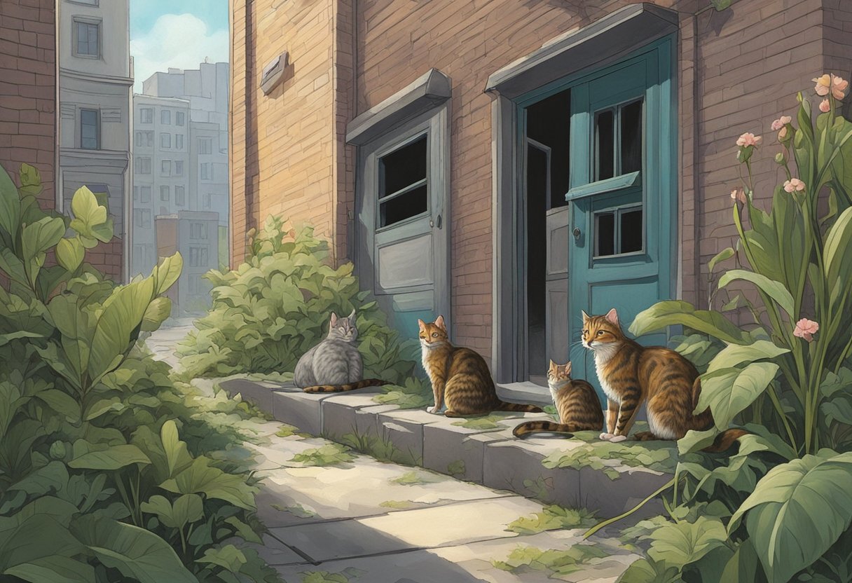 Feral cats roam urban streets, seeking shelter in abandoned buildings and scavenging for food. Some succumb to illness or injury, finding their final resting place in hidden corners or under overgrown vegetation