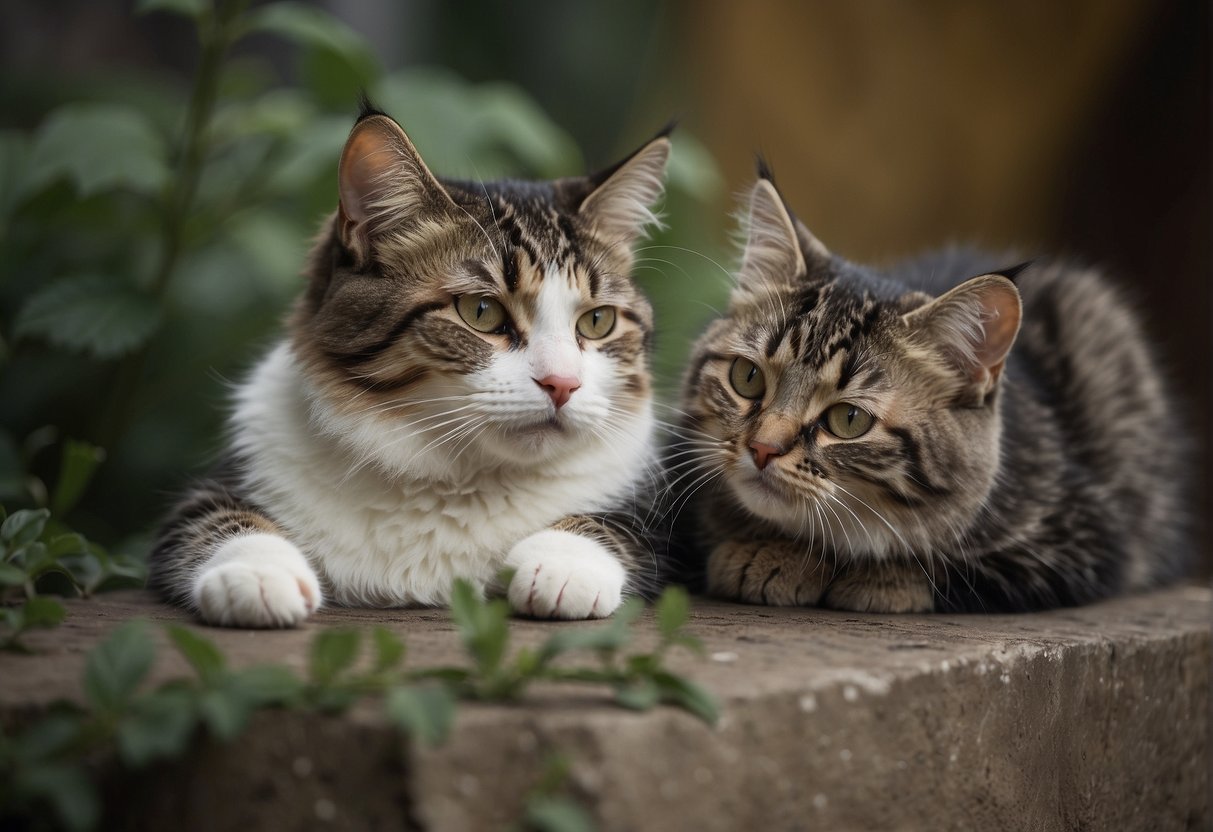 A mother cat sits beside her deceased kitten, looking distressed