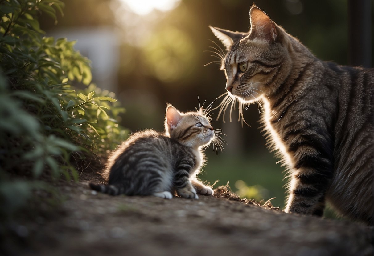 The mother cat nuzzles the lifeless kitten, as a gentle hand lifts it away, ensuring the mother doesn't witness the removal