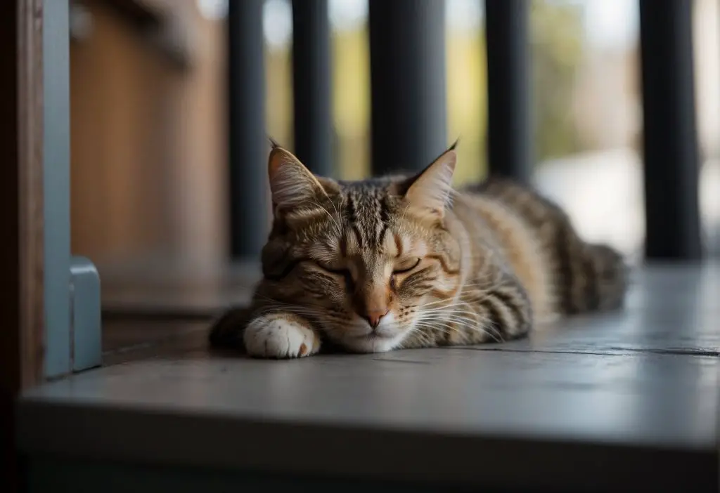 cat sleeping by the door - featured image